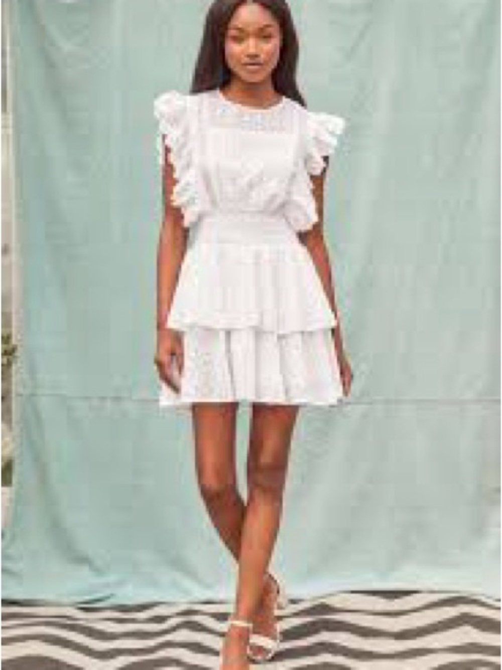 Lulu's White Eyelet Ruffle Mini Dress